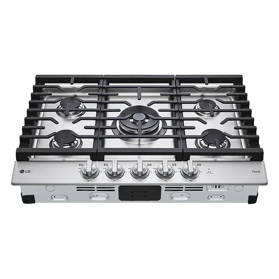 Alt View 13. LG - 30" Built-In Smart Gas Cooktop with 5 Burners and EasyClean - Stainless Steel.