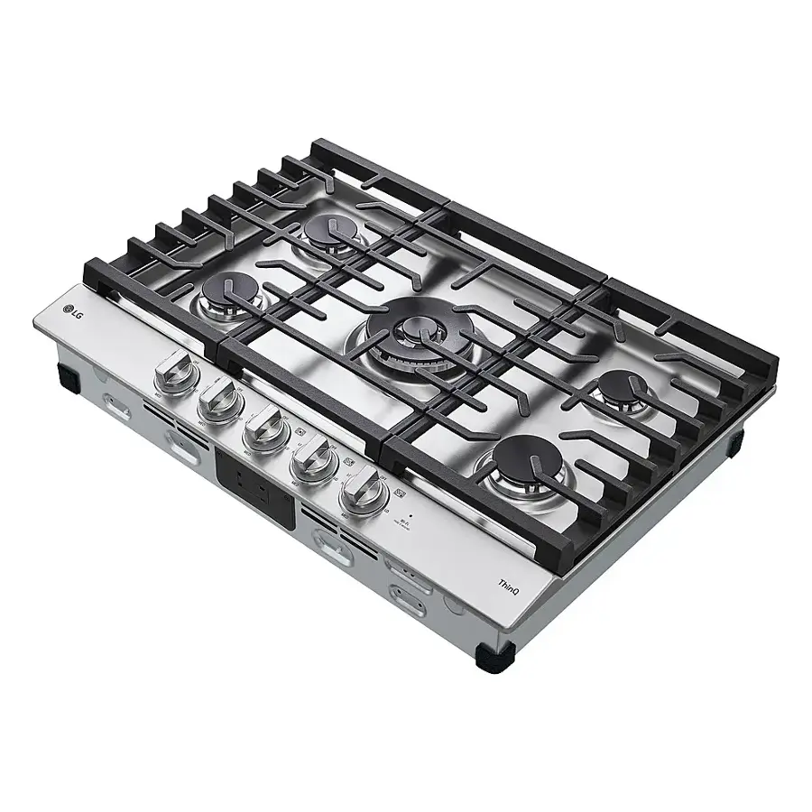 Alt View 14. LG - 30" Built-In Smart Gas Cooktop with 5 Burners and EasyClean - Stainless Steel.