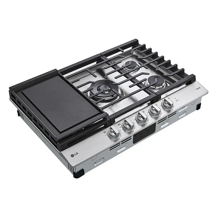 Alt View 15. LG - 30" Built-In Smart Gas Cooktop with 5 Burners and EasyClean - Stainless Steel.