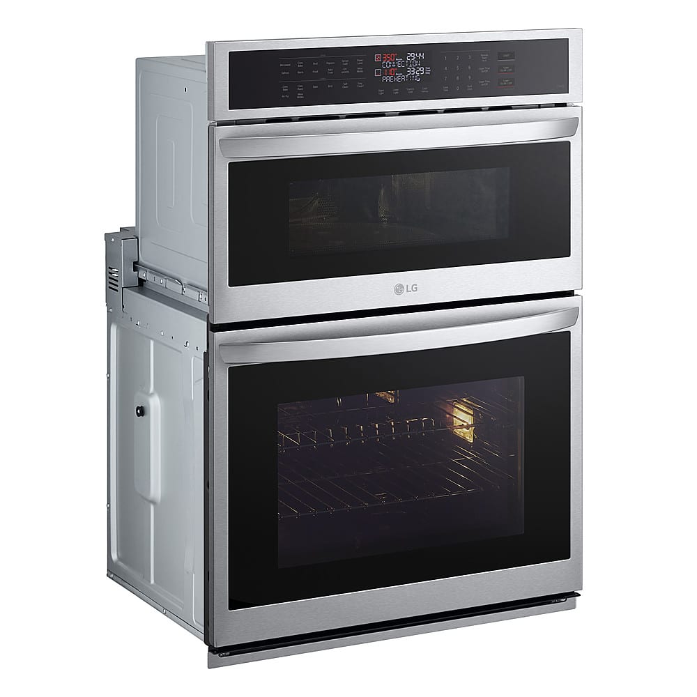 Angle. LG - 30" Smart Built-In Electric Convection Combination Wall Oven with Microwave and Air Fry - Stainless Steel.