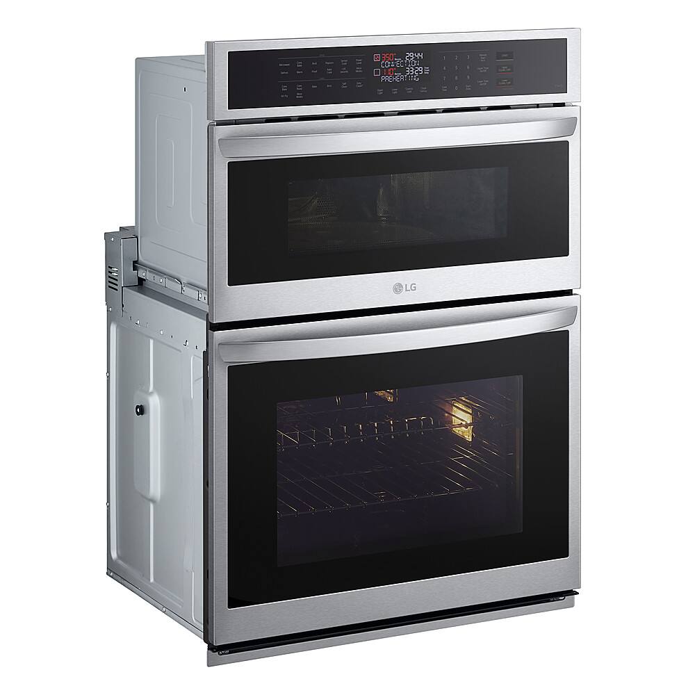 Angle. LG - 30" Smart Built-In Electric Convection Combination Wall Oven with Microwave and Air Fry - Stainless Steel.