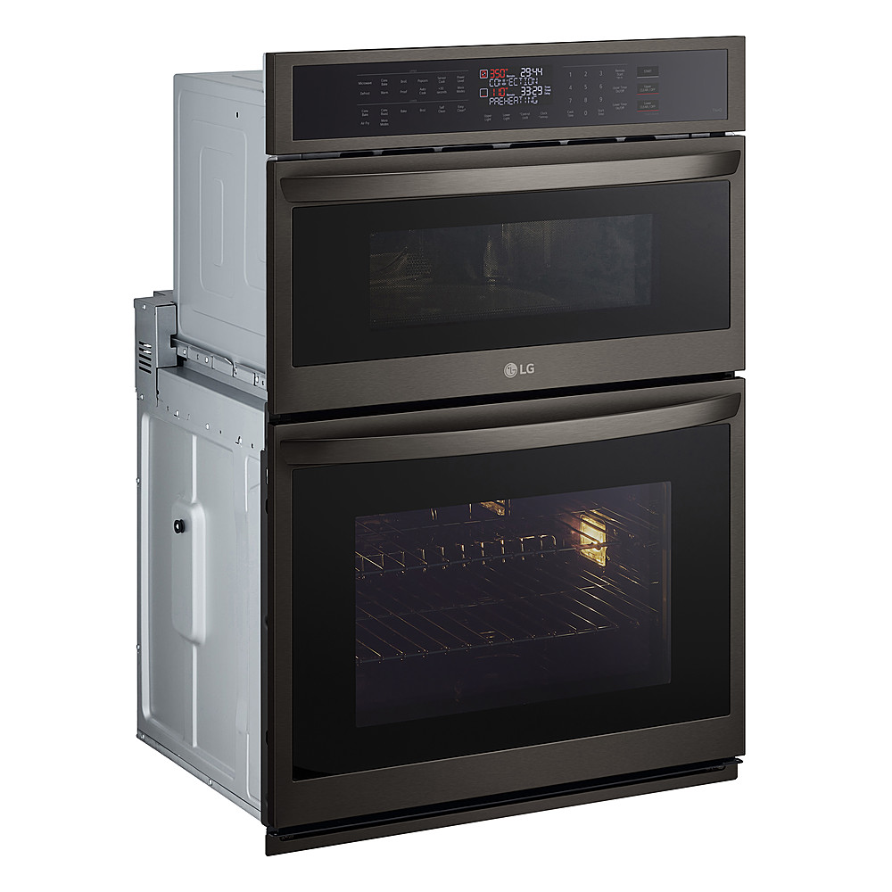 Angle View: Thermador - Professional Series 30" Built-In Electric Convection Wall Oven with Built-In Microwave - Stainless Steel