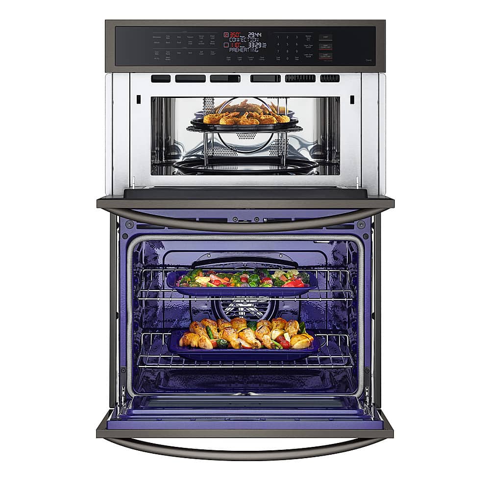 Alt View 11. LG - 30" Built-In Electric Convection Combination Wall Oven with Microwave and Air Fry - PrintProof Black Stainless Steel.
