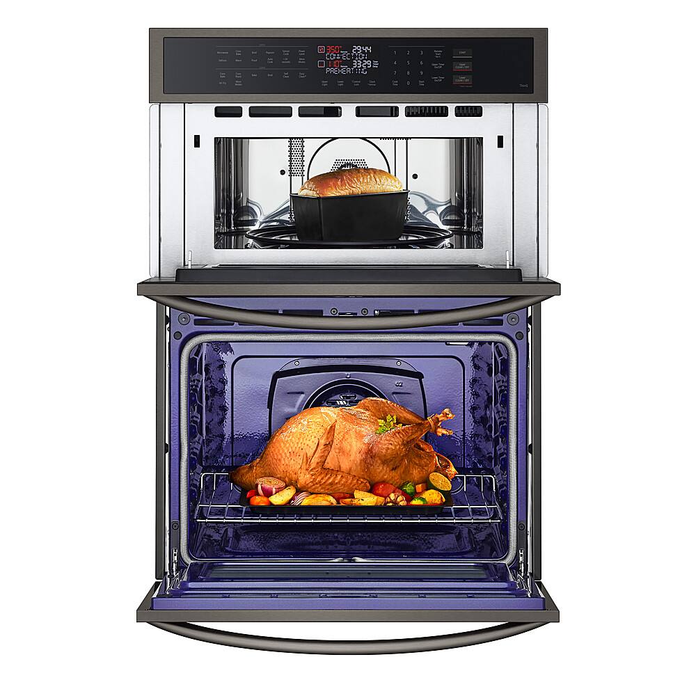 Alt View 12. LG - 30" Built-In Electric Convection Combination Wall Oven with Microwave and Air Fry - PrintProof Black Stainless Steel.