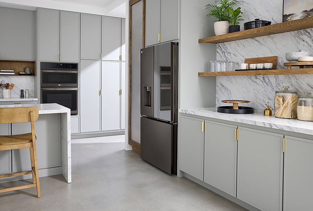 Alt View 21. LG - 30" Built-In Electric Convection Combination Wall Oven with Microwave and Air Fry - PrintProof Black Stainless Steel.