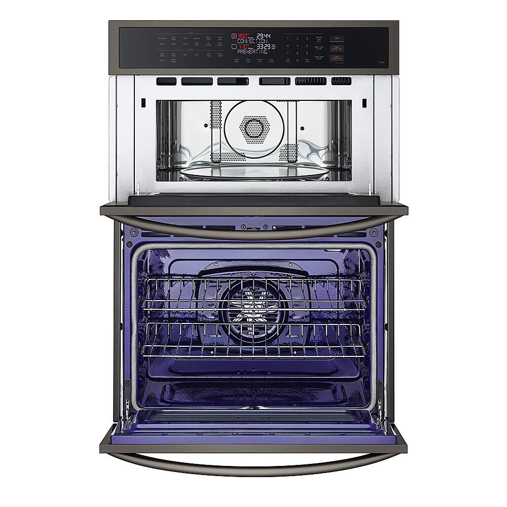 Alt View 2. LG - 30" Built-In Electric Convection Combination Wall Oven with Microwave and Air Fry - PrintProof Black Stainless Steel.