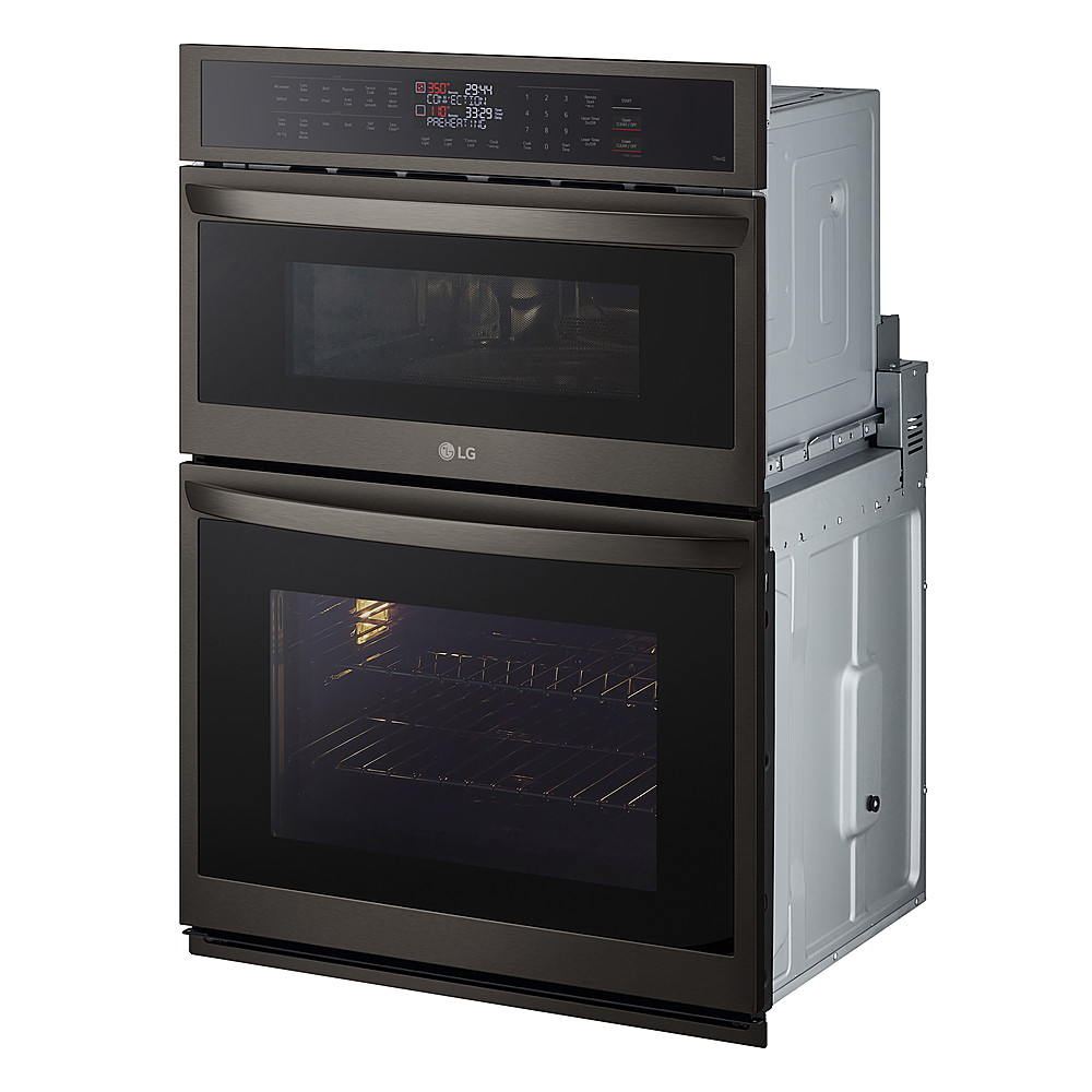 Left View: Thermador - Masterpiece Series 30" Built-In Electric Convection Wall Oven with Built-In Speed Microwave and Warming Drawer - Stainless Steel