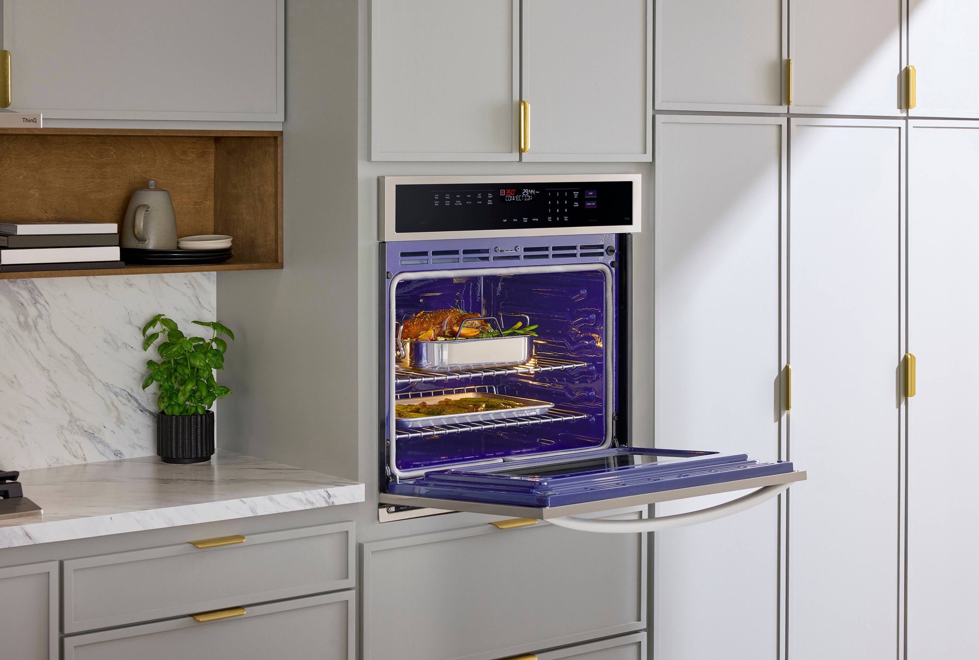 Alt View 26. LG - 30" Smart Built-In Single Electric Convection Wall Oven with Steam Sous Vide - Stainless Steel.