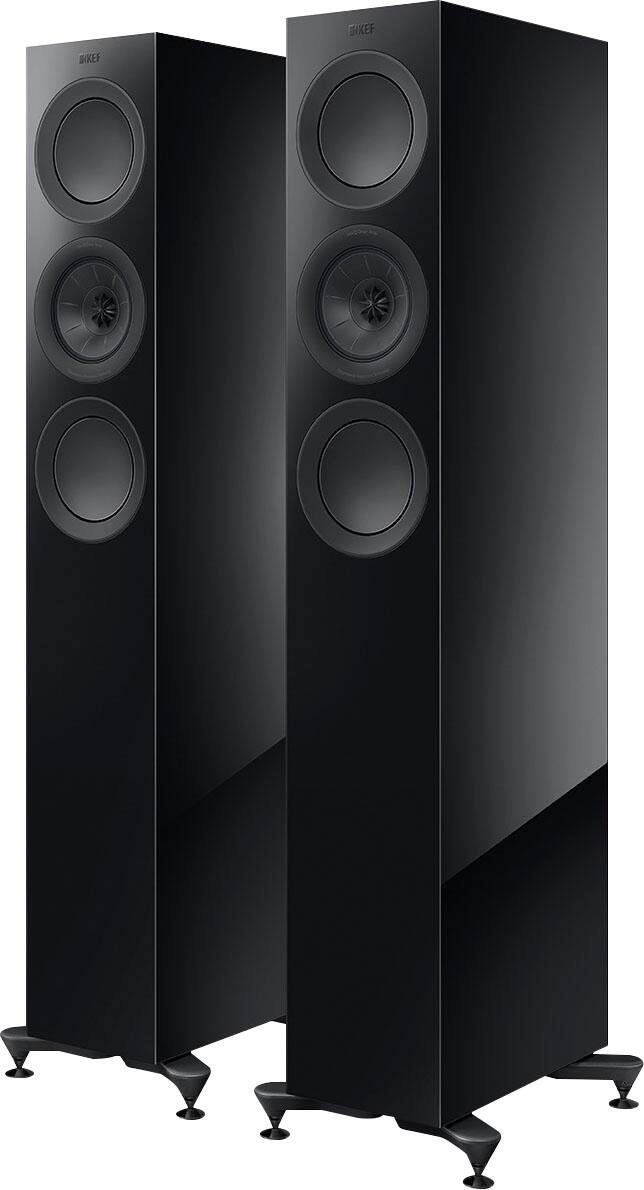 Angle. KEF - R5 Meta Floorstanding Loudspeaker (Each) - Black.