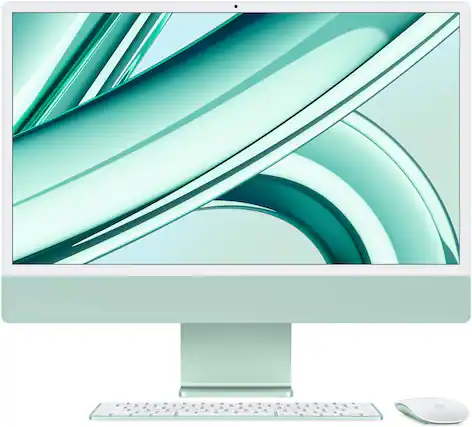 Front. Apple - Geek Squad Certified Refurbished iMac 24" All-in-One - M3 chip - 8GB Memory - 256GB - Green.
