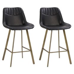 CorLiving - Christoff Modern Counter Height Barstool (Set of 2) - Black - Front_Zoom