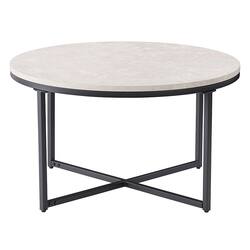 CorLiving - Ayla Marbled Effect Coffee Table - White and Black - Front_Zoom