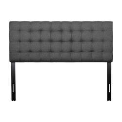 CorLiving - Valencia Square Tufted Upholstered Queen Headboard - Grey - Front_Zoom