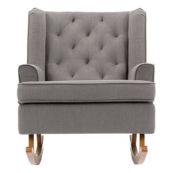 CorLiving - Boston Tufted Fabric Rocking Chair - Light Grey - Front_Zoom