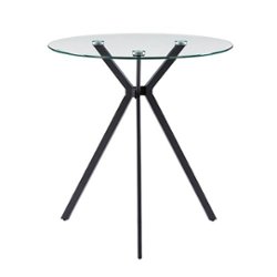CorLiving - Lennox Glass Top Trestle Bistro Table - Black - Front_Zoom