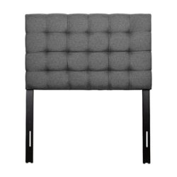 CorLiving - Valencia Square Tufted Upholstered Twin Headboard - Grey - Front_Zoom