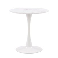CorLiving - Ivo Marble Top Pedestal Bistro Table - White - Front_Zoom