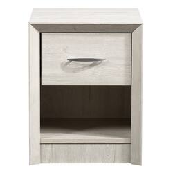 CorLiving - Newport 1 Drawer Nightstand - White Washed Oak - Front_Zoom