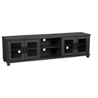 CorLiving - Fremont TV Bench with Glass Cabinets for Most TVs up to 95" - Dark Grey - Angle_Zoom