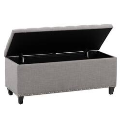 CorLiving - Boston Tufted Fabric Storage Ottoman - Light Grey - Angle_Zoom