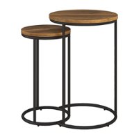 CorLiving - Fort Worth Wood Grain Finish Nesting Side Table - Brown - Front_Zoom