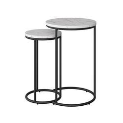 CorLiving - Fort Worth Nesting Side Table - White Marble - Front_Zoom