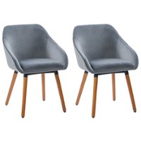 CorLiving - Ayla Velvet Side Chair - Grey - Front_Zoom