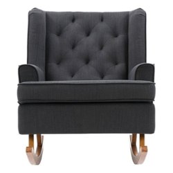 CorLiving - Boston Tufted Fabric Rocking Chair - Dark Grey - Front_Zoom