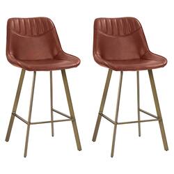 CorLiving - Christoff Modern Counter Height Barstool (Set of 2) - Brown - Front_Zoom