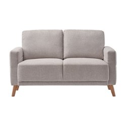 CorLiving - Clara 2 Seat Fabric Sofa Loveseat with wood legs - Light Grey - Front_Zoom