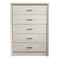 CorLiving - Newport 5 Drawer Tall Dresser - White Washed Oak - Front_Zoom