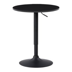 CorLiving - Round Adjustable Pedestal Dining Table - Black - Front_Zoom