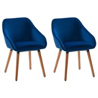 CorLiving - Ayla Velvet Side Chair - Navy Blue - Front_Zoom
