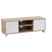 CorLiving - Hollywood Wood Grain TV Stand with Doors for Most TVs up to 55" - White and Brown - Angle_Zoom