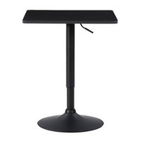 CorLiving - Square Adjustable Pedestal Dining Table - Black - Front_Zoom