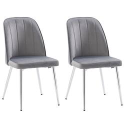 CorLiving - Nash Velvet Channel Tufted Side Chair - Grey - Front_Zoom