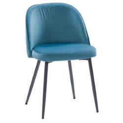 CorLiving - Ayla Velvet Upholstered Side Chair - Blue - Front_Zoom