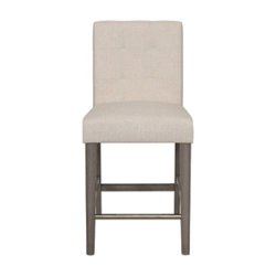 CorLiving - Leila Fabric Square Tufted Counter Height Barstool - Beige - Front_Zoom