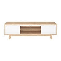 CorLiving - Fort Worth White and Brown Wood Grain Finish TV Stand for Most TV's up to 68" - Brown and white - Front_Zoom