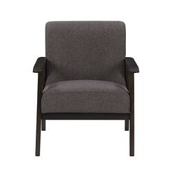 CorLiving - Greyson Wood Armchair - Charcoal Brown - Front_Zoom