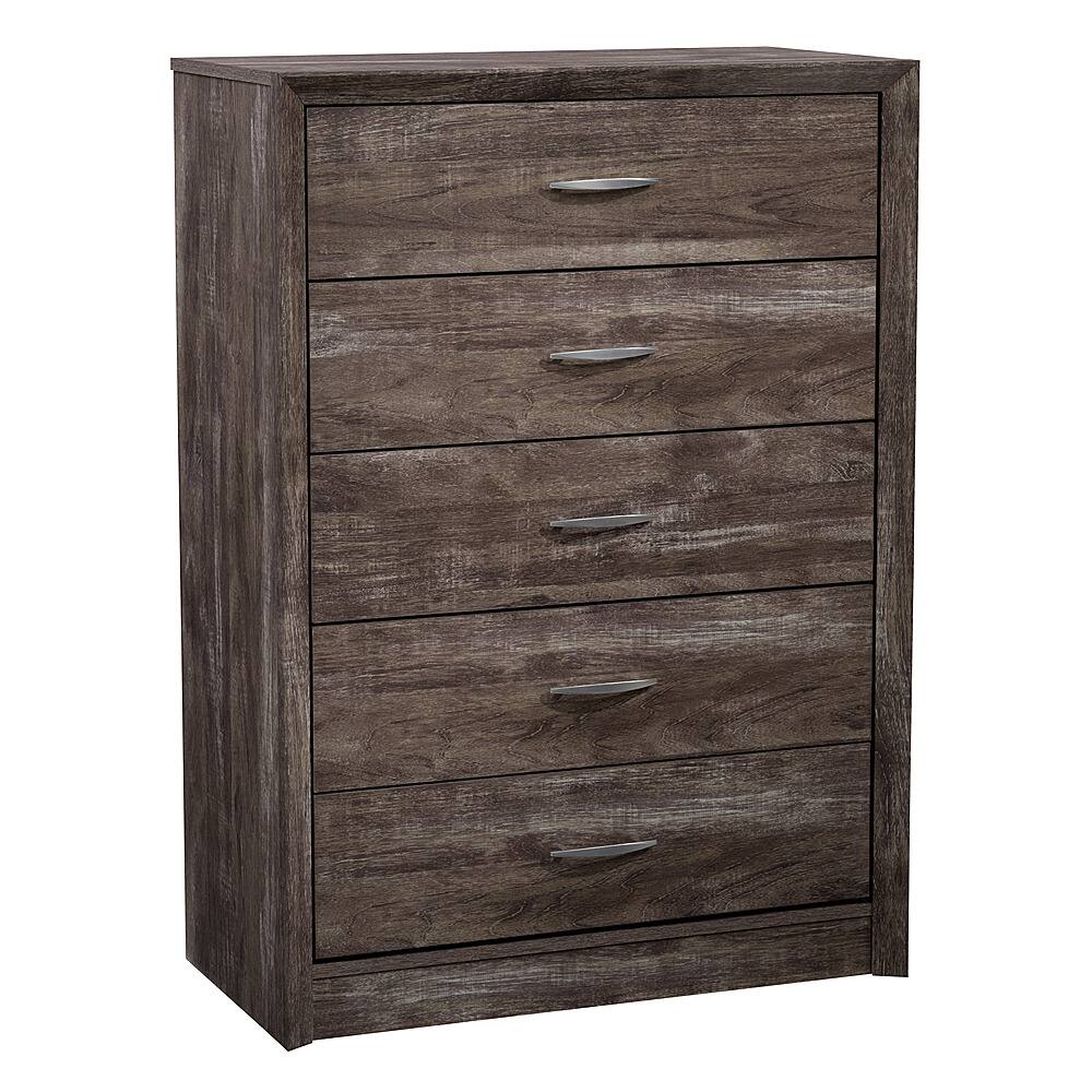 Angle View: CorLiving - Newport 5 Drawer Tall Dresser - Brown Washed Oak