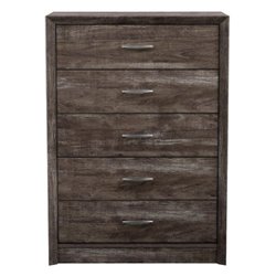 CorLiving - Newport 5 Drawer Tall Dresser - Brown Washed Oak - Front_Zoom