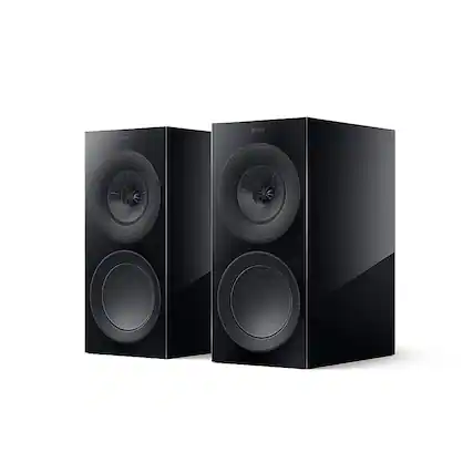 Front. KEF - R3 Meta Bookshelf Loudspeaker (Pair) - Black.