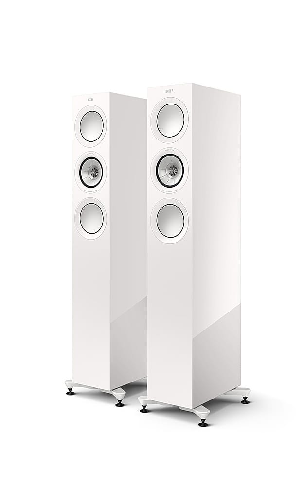 Angle. KEF - R5 Meta Floorstanding Loudspeaker (Each) - White.