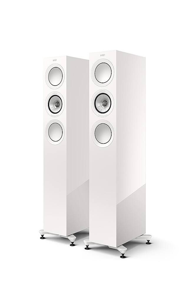 Angle. KEF - R5 Meta Floorstanding Loudspeaker (Each) - White.