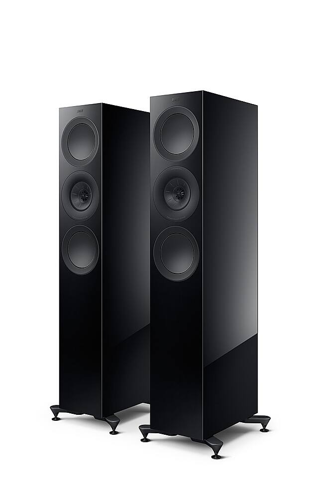 Angle. KEF - R7 Meta Floorstanding Loudspeaker (Each) - Black.
