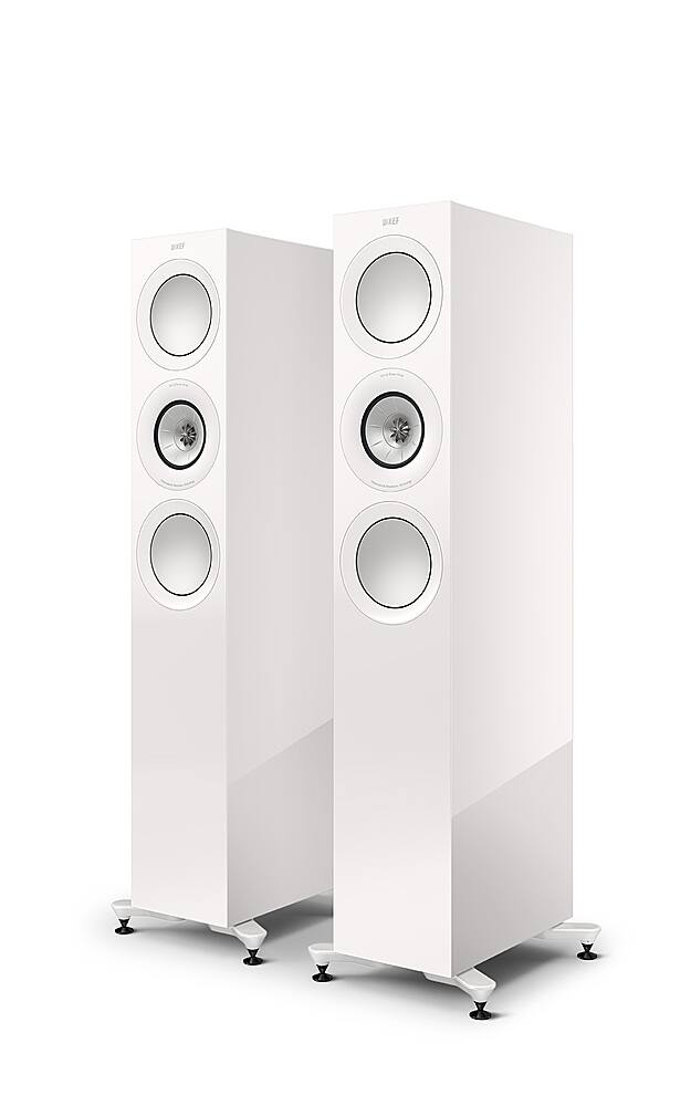 Angle. KEF - R7 Meta Floorstanding Loudspeaker (Each) - White.