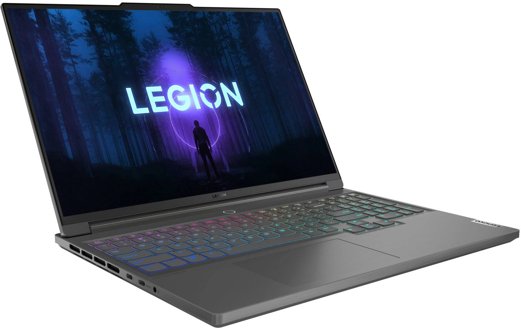 Angle. Lenovo - Legion Slim 7i 16" Gaming Laptop WQXGA- Intel Core i9-13900H with 16GB Memory - NVIDIA GeForce RTX 4070 8GB - 1TB SSD - Storm Grey.