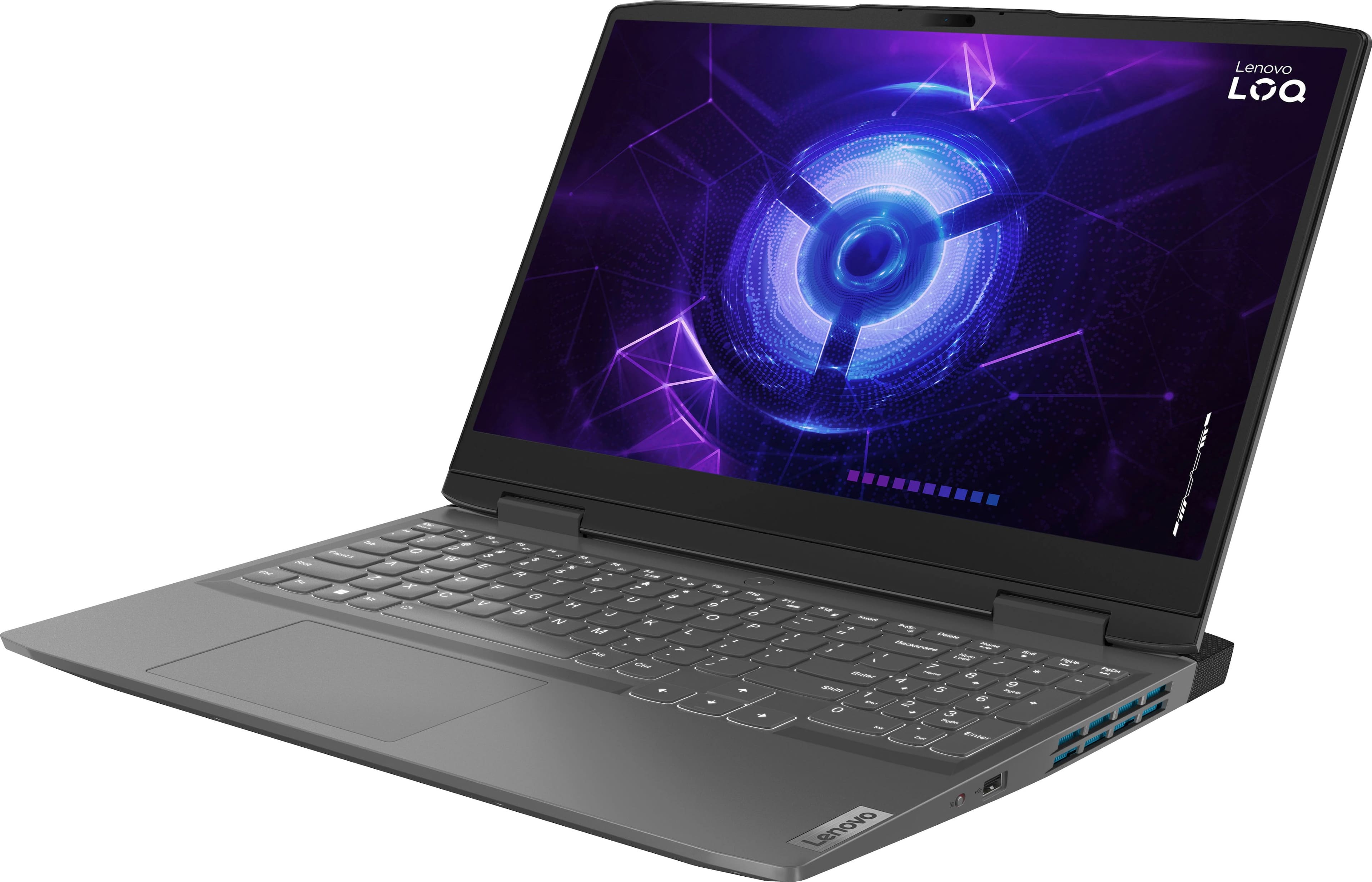 Left. Lenovo - LOQ 15.6" Gaming Laptop FHD - Intel Core i5-13420H with 8GB Memory - NVIDIA GeForce RTX 3050 6GB - 1TB SSD - Storm Grey.