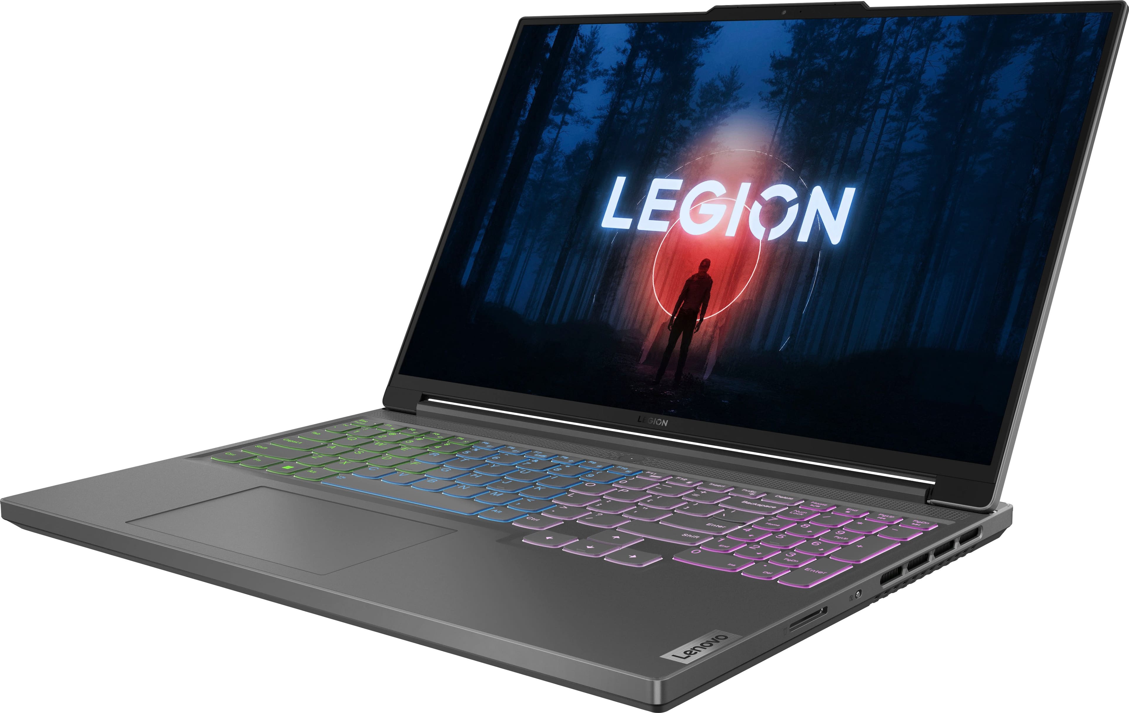 Left. Lenovo - Legion Slim 5 16" Gaming Laptop WUXGA - Ryzen 5 7640HS with 16GB Memory - NVIDIA GeForce RTX 4060 8GB - 512GB SSD - Storm Grey.